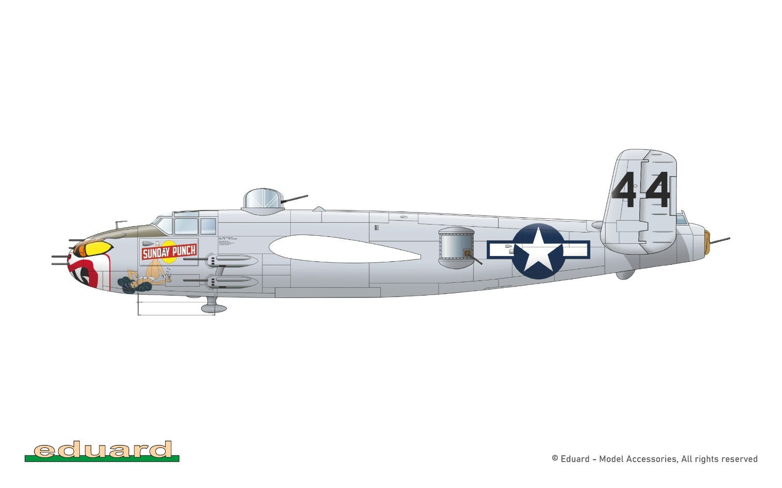 Eduard 1:48 Scale North American B-25J Mitchell Gunship (Strafer) Model - 548001