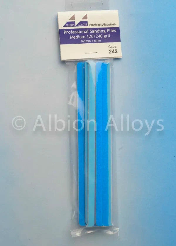 Albion Alloys Professional Sanding Files Medium 120/240 Grit (165mm x 6mm) - 242