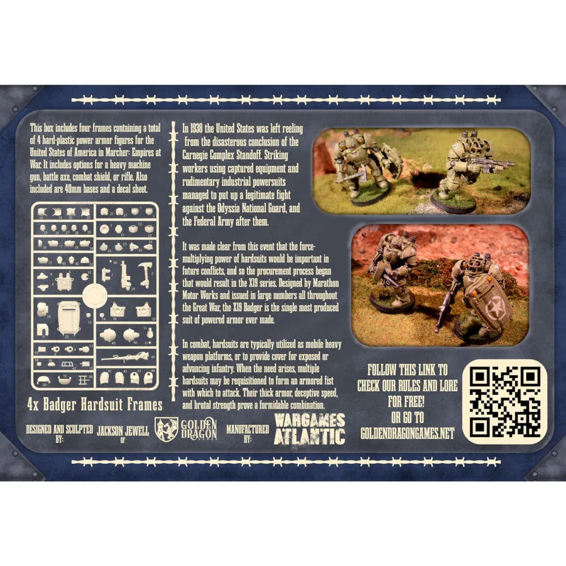 Wargames Atlantic Marcher Empires At War USA X19A2 Badger Hardsuits - MUSA003P