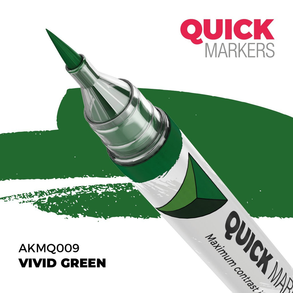 AK Interactive Acrylic Quick Gen Markers For Tabletop Games Vivid Green - AKMQ009