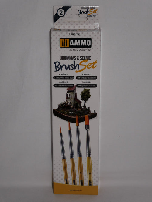Ammo By Mig Jimenez (4 Piece) Dioramas & Scenic Synthetic Brush Set - A.MIG-7601
