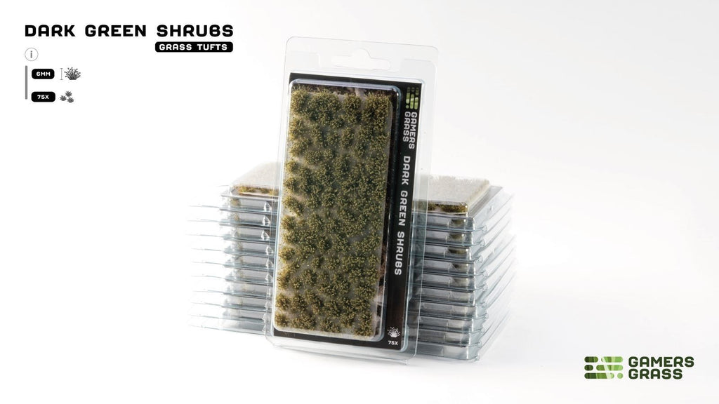 Gamers Grass Dark Green Shrubs Grass Tufts For Model Bases 75x Per Pack GGFS-DAG