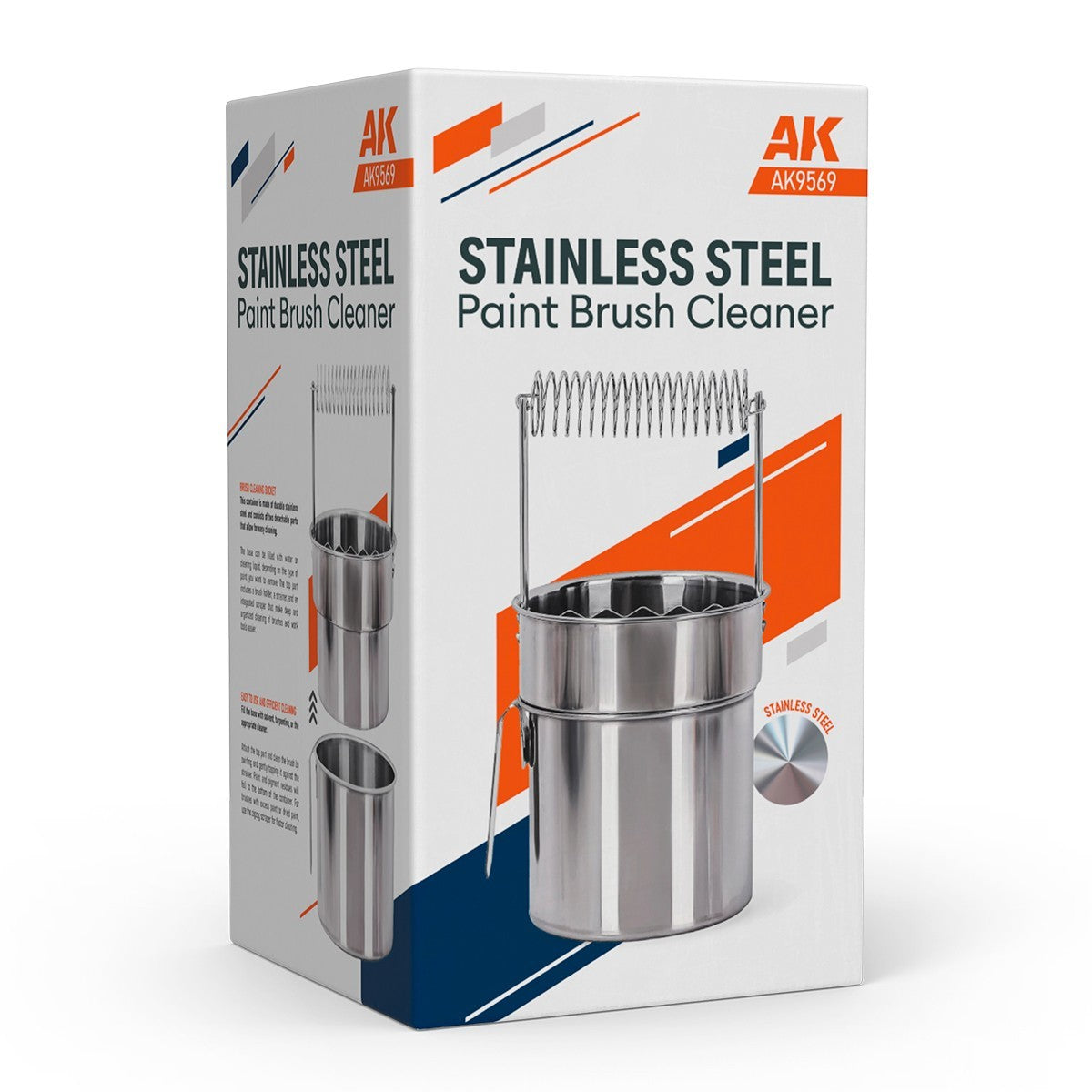 AK Interactive Stainless Steel Model Painting Paint Brush Cleaning Bucket - AK9569