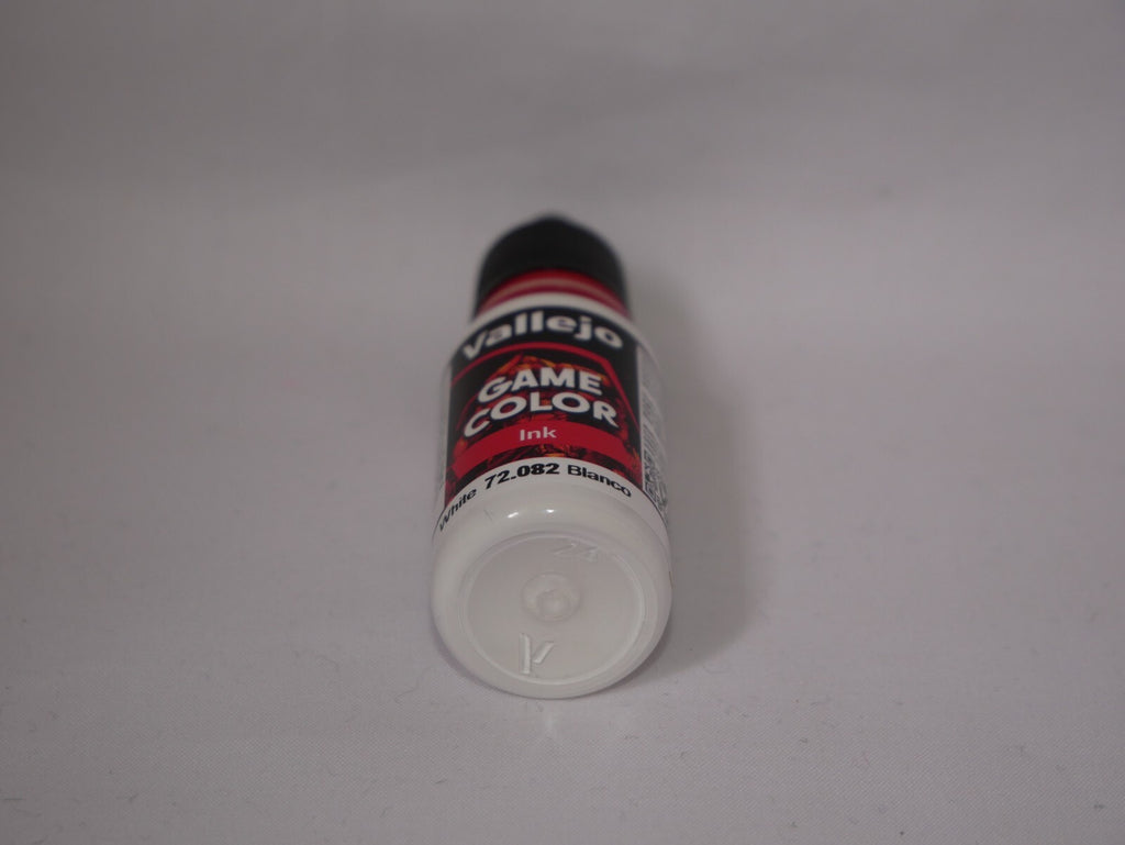 Vallejo Game Color Acrylic Inks White 18ml/0.6 fl oz Dropper Bottle - 72.082
