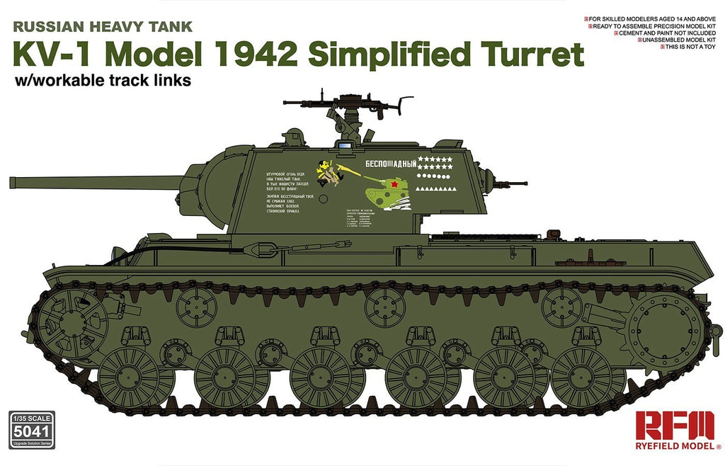 Ryefield Model 1:35 Russian KV-1 Model 1942 Simplified Turret Heavy Tank - 5041