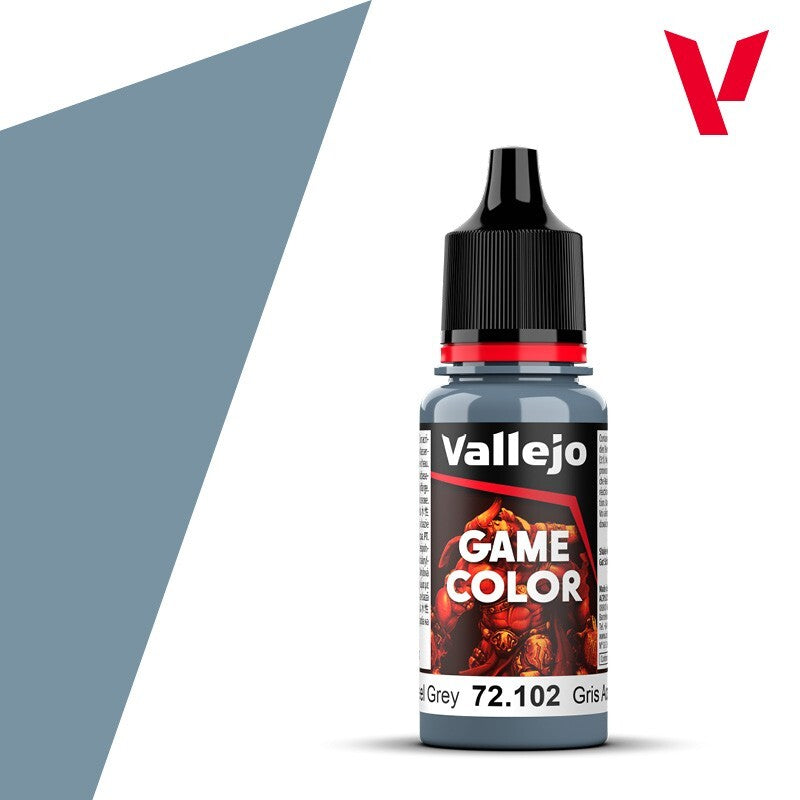 Vallejo Game Color Acrylic Range Steel Grey 18ml/0.6 fl oz Dropper Bottle 72.102