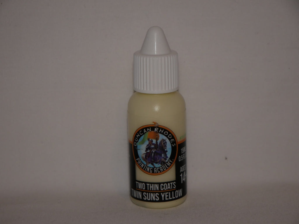 Duncan Rhodes Painting Academy Two Thin Coats Twin Suns Yellow 15ml Bottle 10132