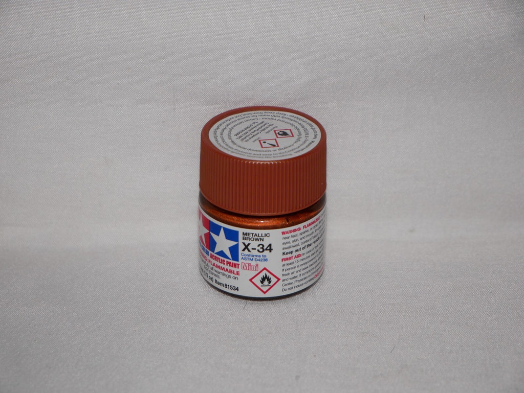 Tamiya Color Acrylic Model Paint Mini X-34 Metallic Brown 10ml Glass Jar - 81534