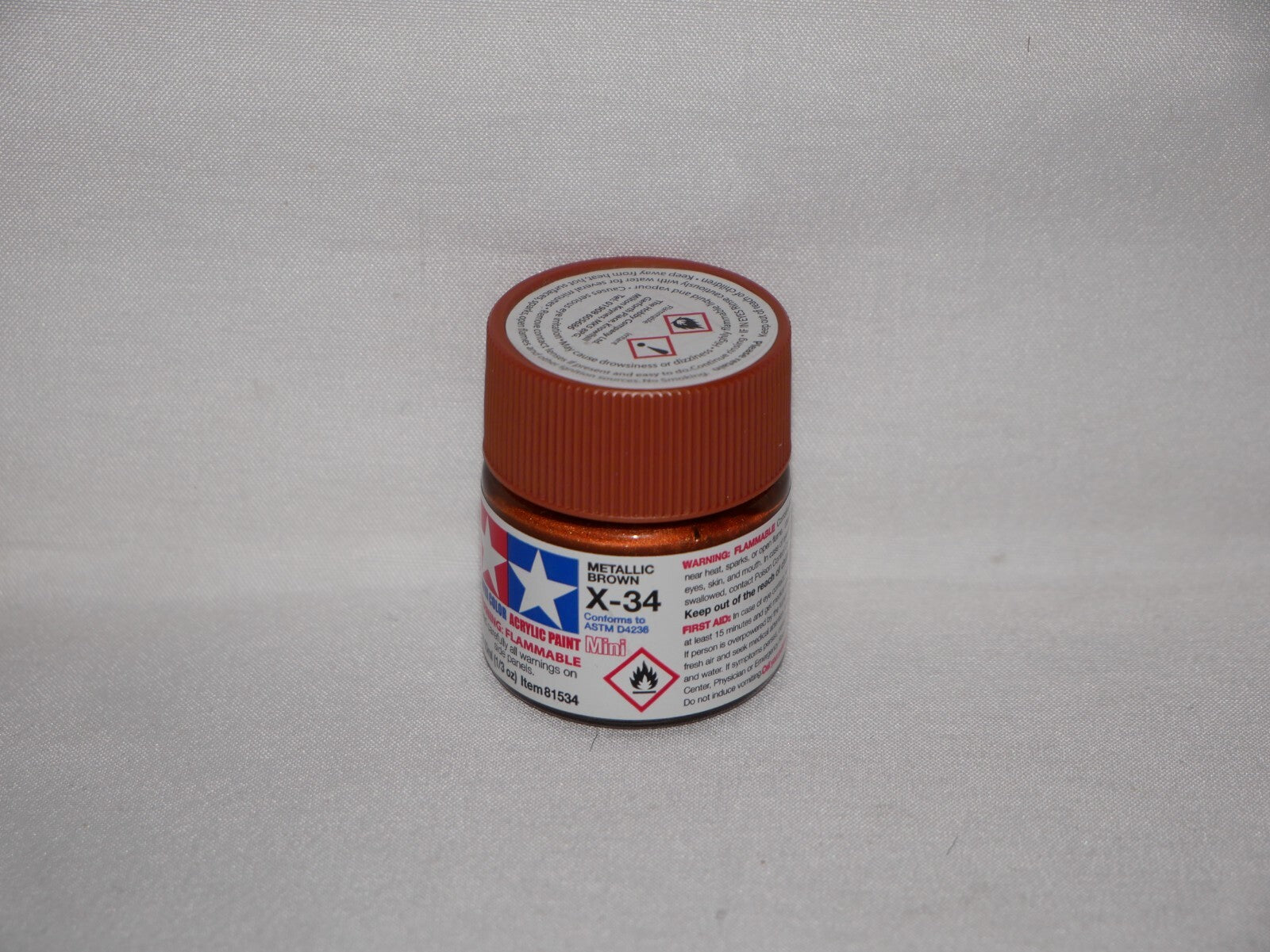 Tamiya Color Acrylic Model Paint Mini X-34 Metallic Brown 10ml Glass Jar - 81534