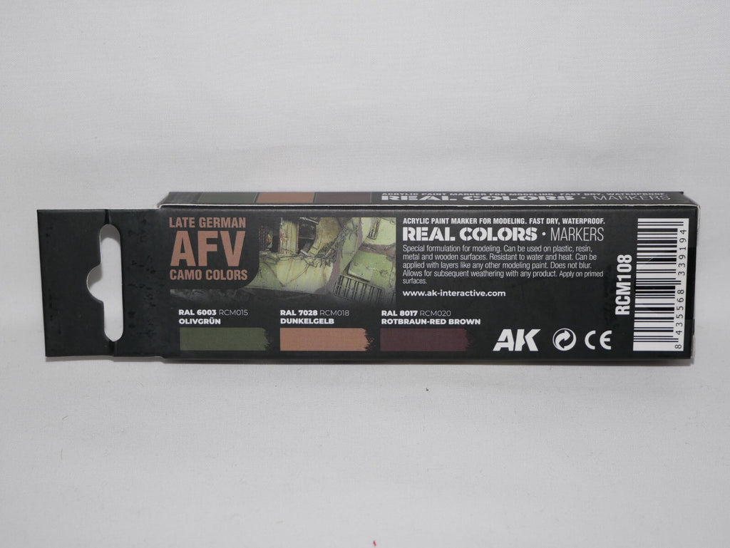 AK Interactive Real Color Markers Late German AFV Camo Colors 3 Piece Set RCM108