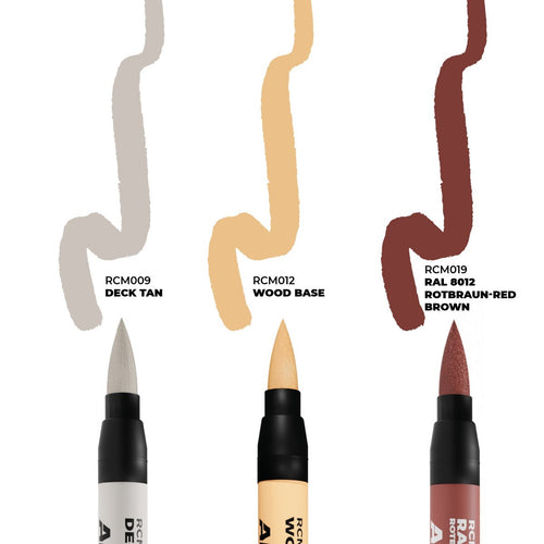 AK Interactive Real Colors Acrylic Markers Ships & Decks (3 Piece) Set - RCM104