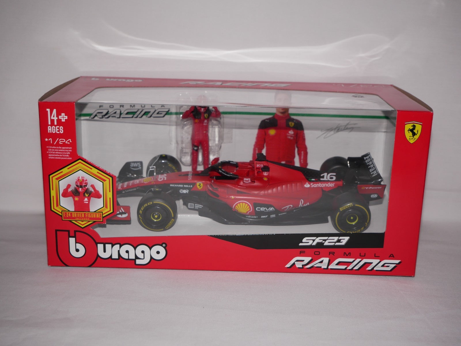 Burago 1:24 Scuderia Ferrari F1 SF-23 No.16 Charles Leclerc Figure - #18-26809