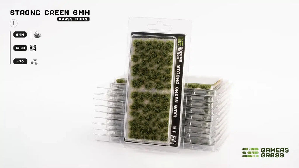 Gamers Grass Strong Green 6mm Tufts For Wargaming Mini Bases 70 Per Pack GG6-SG