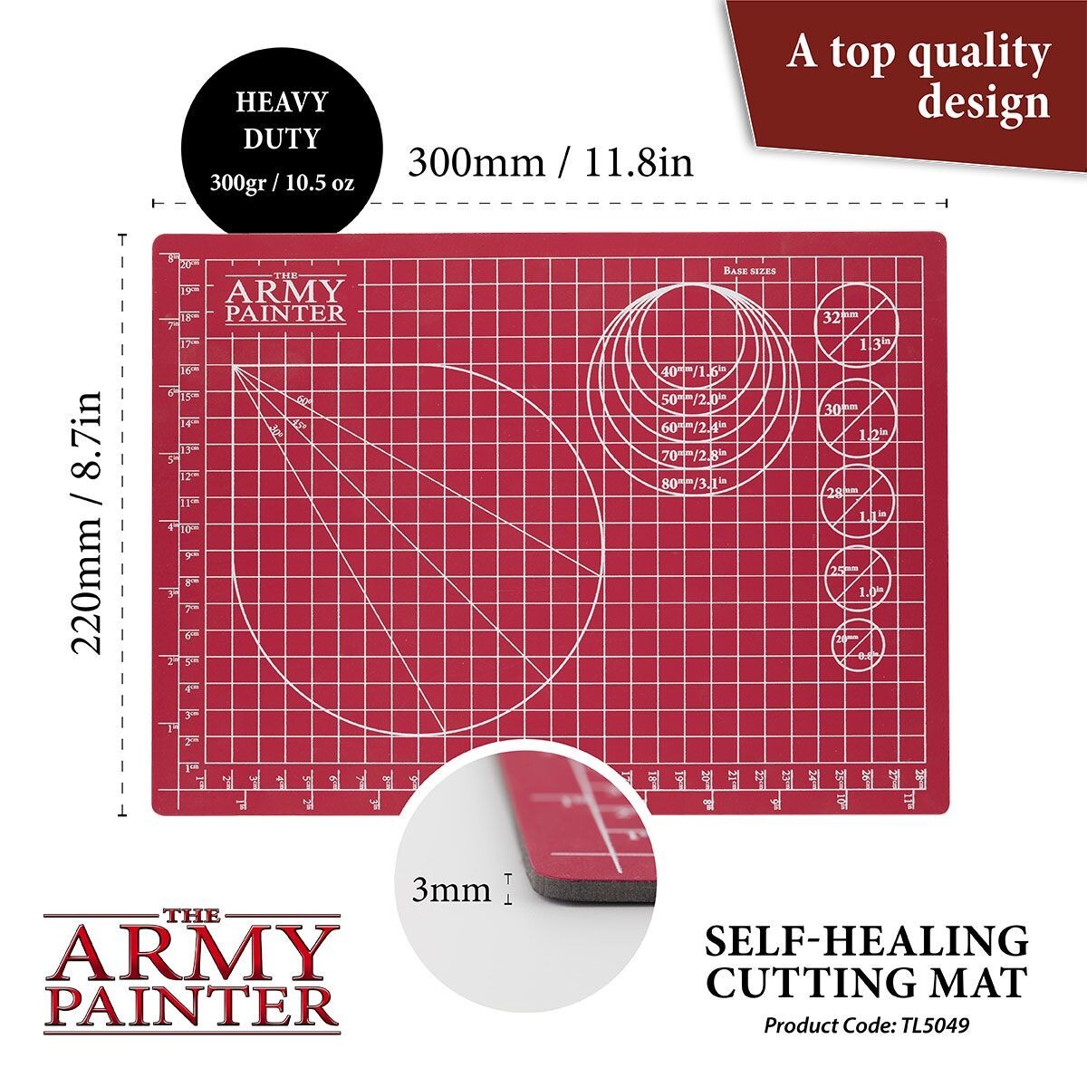The Army Painter A4 Self Healing Cutting Mat With Markings ( 220 x 300mm) TL5049