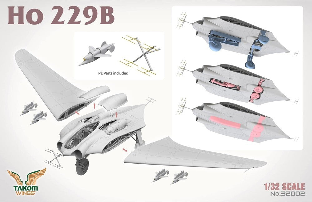 Takom Wings 1:32 Scale German Air Force Horten Ho 229B Flying Wing Bomber 32002