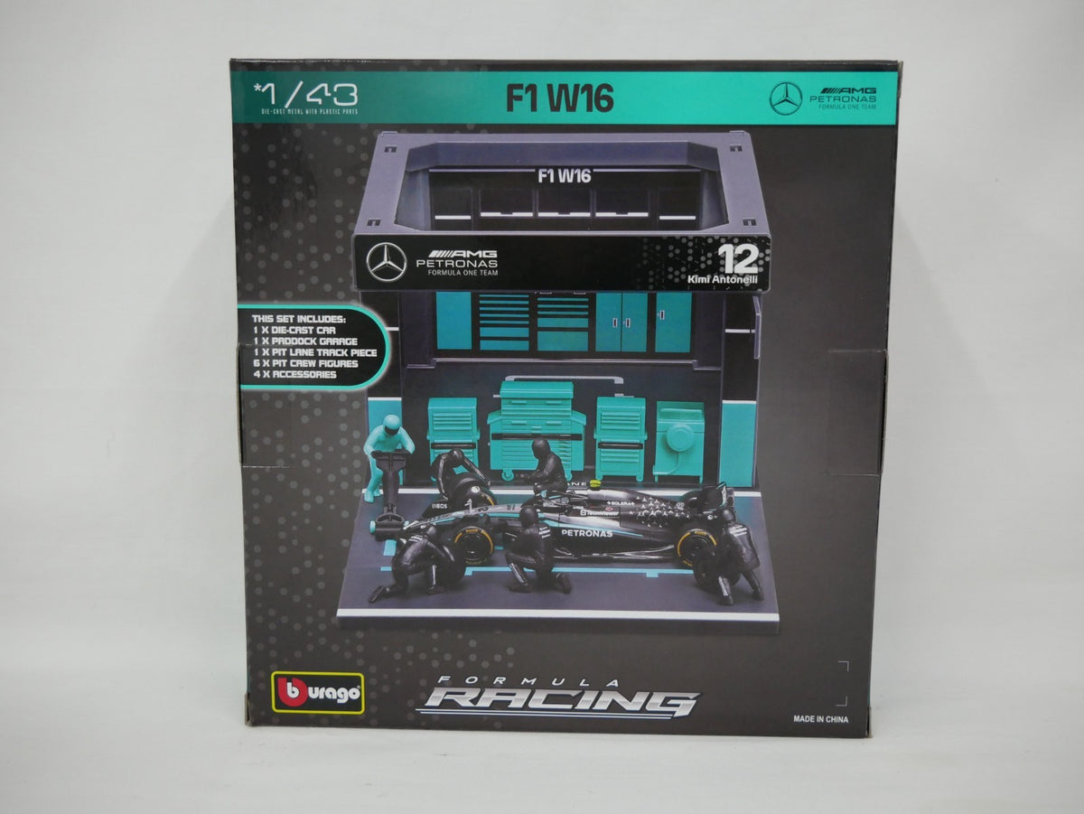 Burago 1:43 Scale Mercedes-AMG Petronas Forumla One Team Pit Pass Diorma Playset - #18-38458A