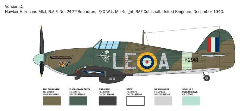 Italeri 1:48 Scale WW2 Aces Hawker Hurricane Mk.l Model Kit Skill Level 3 - 2838