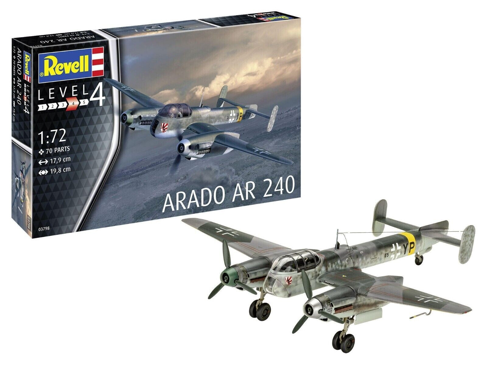 Revell 1:72 Scale WWII Arado AR 240 Model Aircraft Kit Skill Level 4 - 03798
