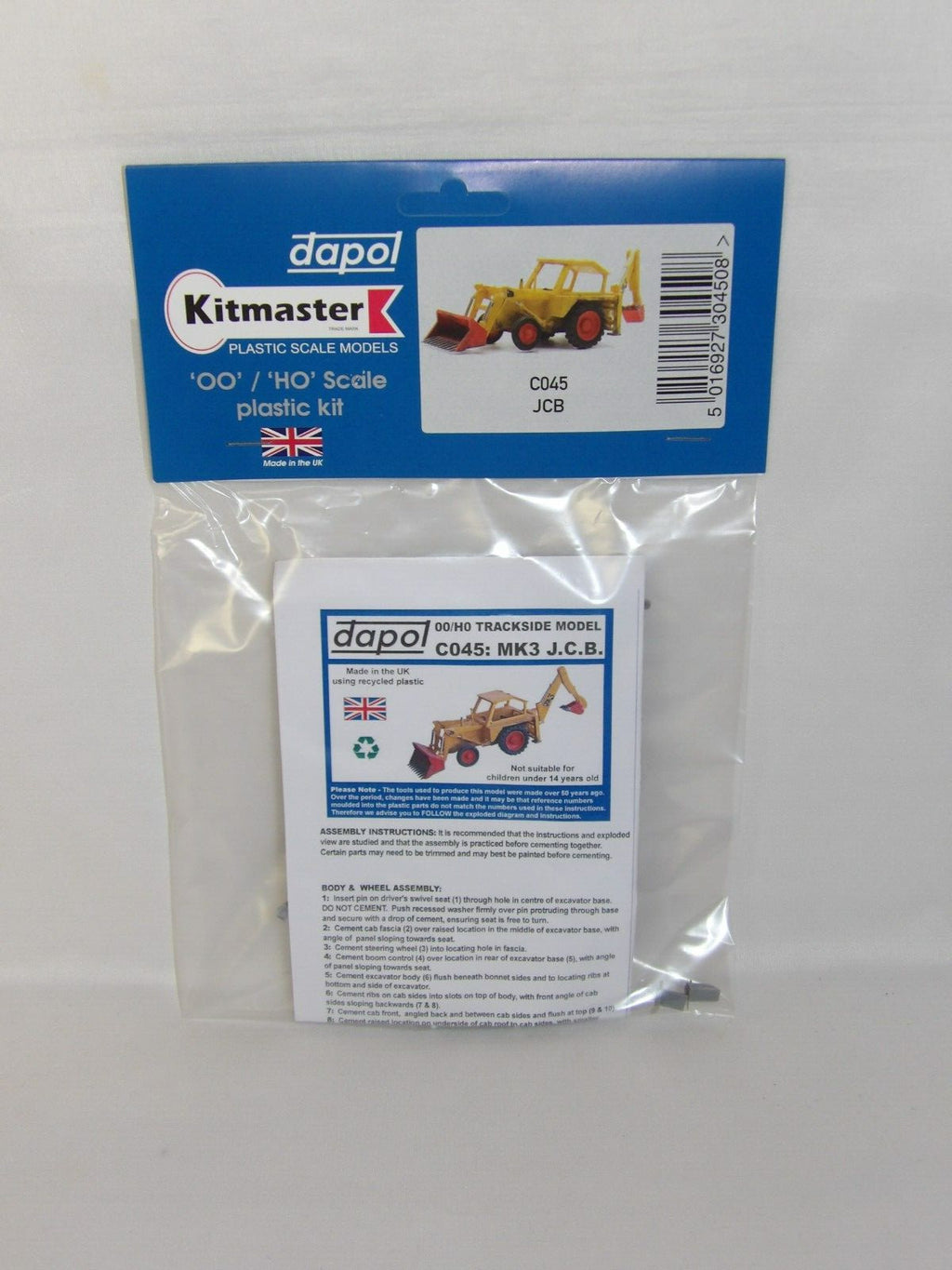 Dapol Kitmaster "OO/HO" JCB 3CX Backhoe Loader Plastic Model Kit C045