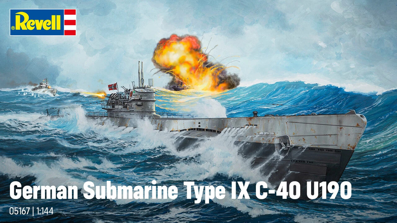 Revell 1:144 Scale Type IX C/40 U190 German Submarine Kit Skill Level 4 - 05167