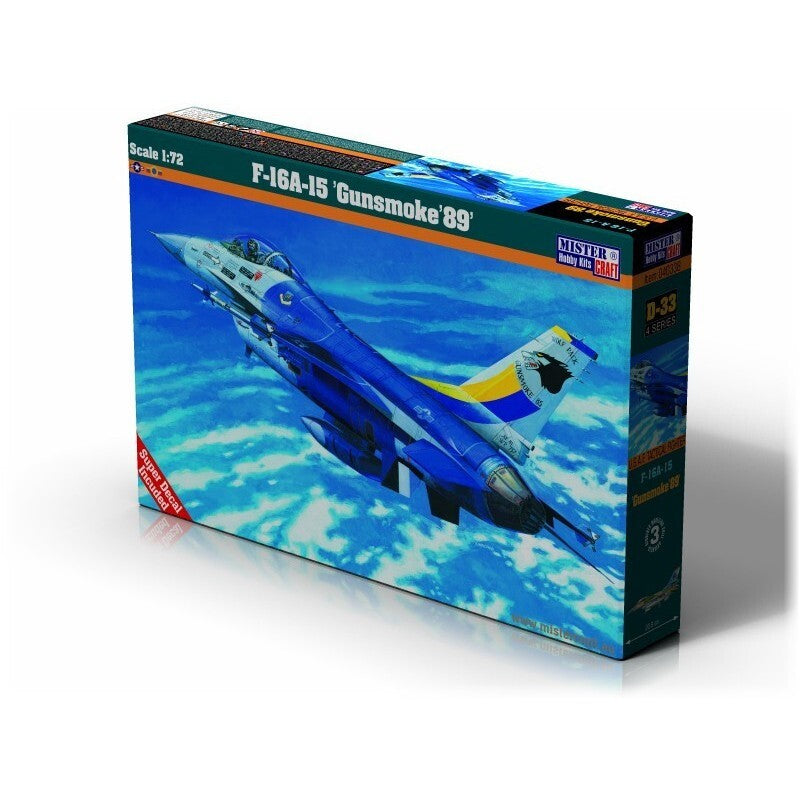 MisterCraft Hobby Kits 1:72 Scale (D-33) F-16A-15 Gunsmoke 89 Fighter Jet 040338