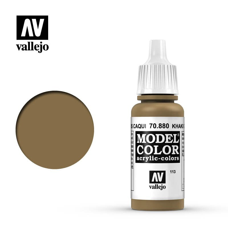 Vallejo Model Color Khaki Grey Acrylic 17ml/0.57 fl oz Dropper Bottle 70.880