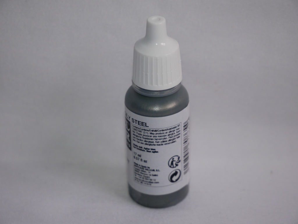 Vallejo Model Color Oily Steel Metallic Acrylic 17ml Dropper Bottle - 70.865