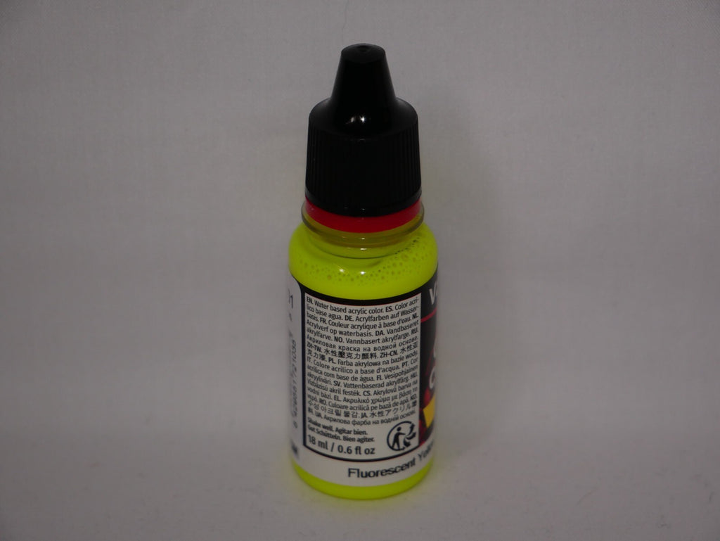 Vallejo Game Color Acrylic Range Fluorescent Yellow 18ml Dropper Bottle - 72.103
