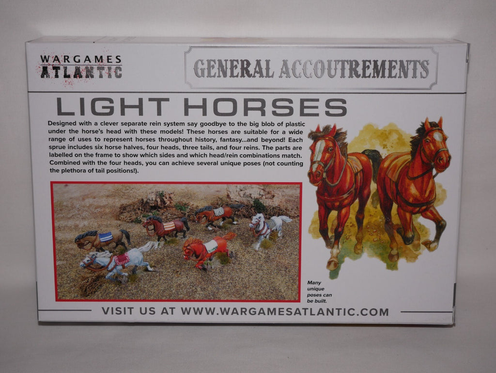 Wargames Atlantic General Accoutrements 28mm Hard Plastic Light Horses WAAGA005