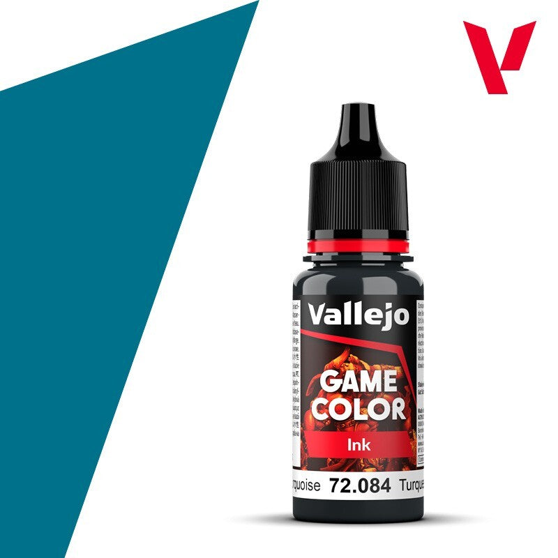 Vallejo Game Color Acrylic Inks Range Dark Turquoise 18ml Dropper Bottle 72.084