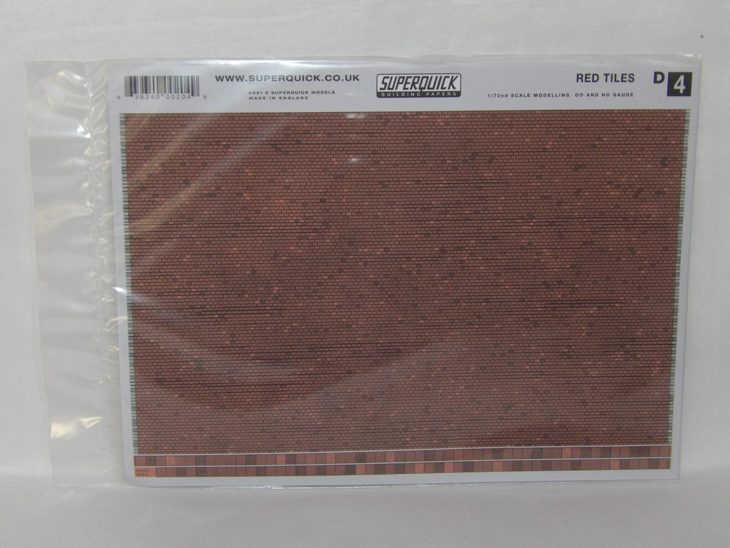 Superquick Kits 1:76 Scale Red Tiles Scaled For "HO/OO" Model Railway - D4