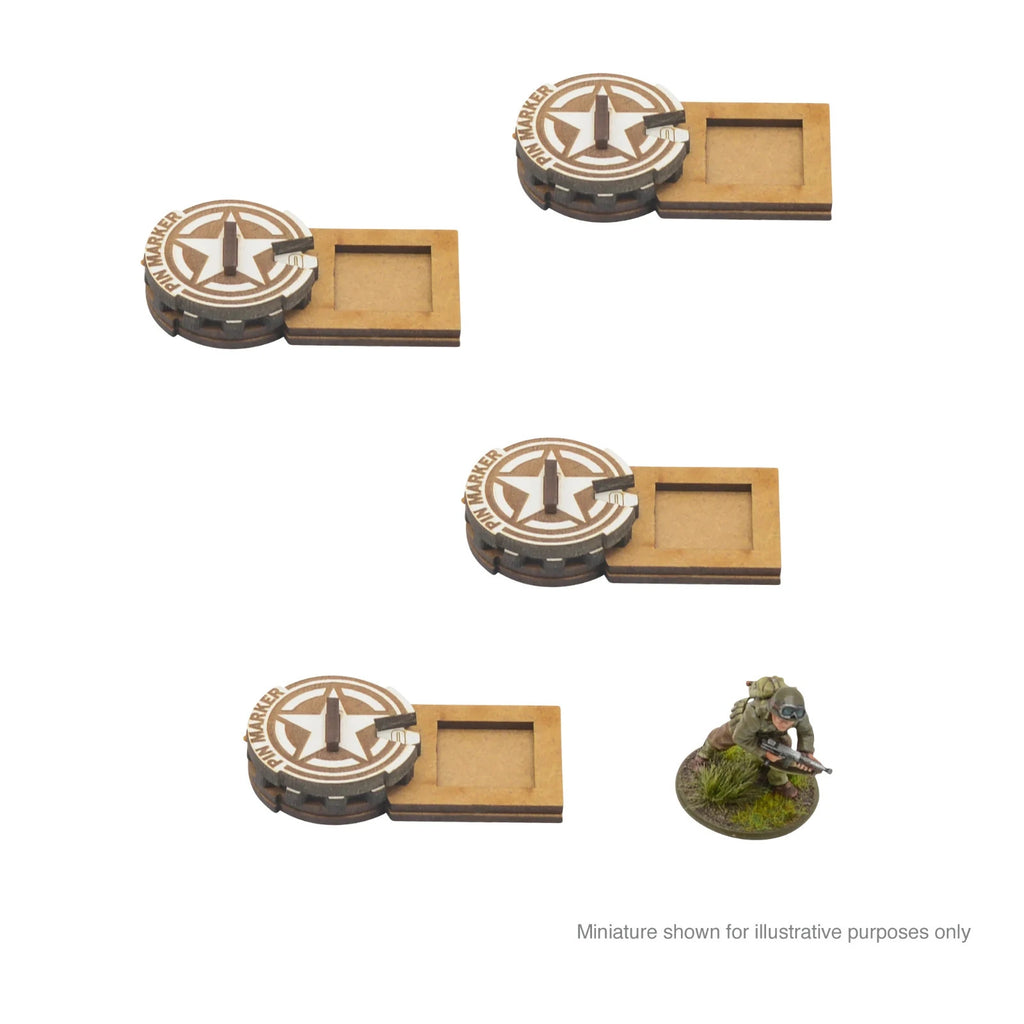 Warlord Games & Skytrex Bolt Action Laser Cut MFD Unit Pin Markers USA  - 408800010