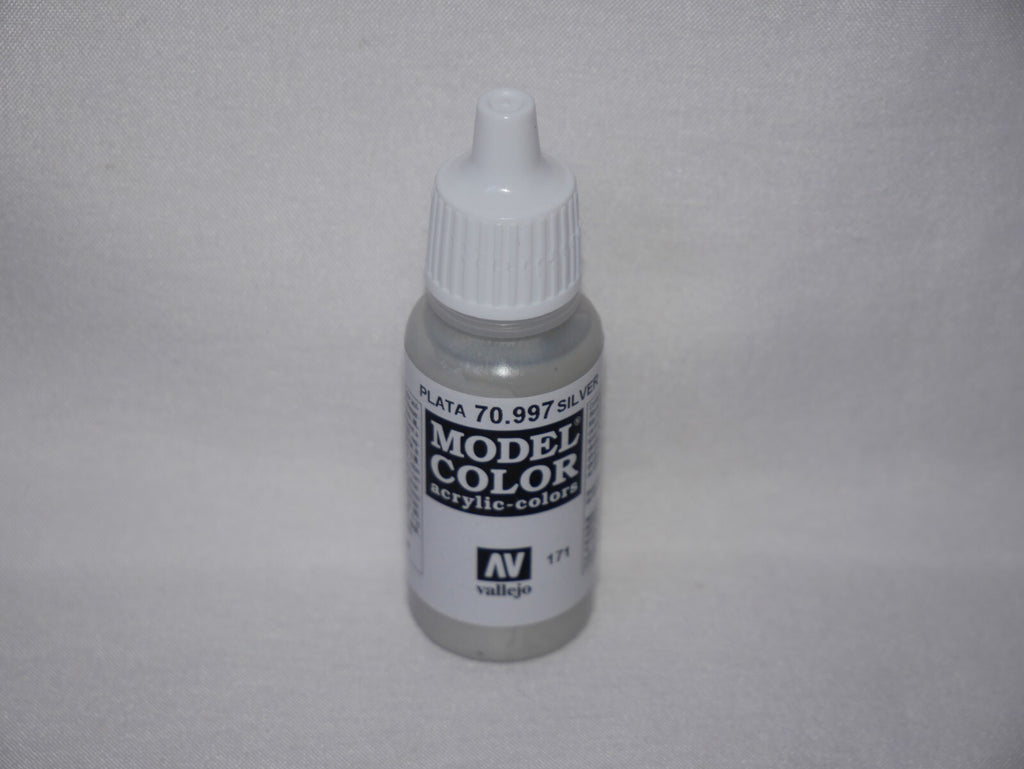 Vallejo Model Color Silver Metallic Acrylic 17ml Dropper Bottle - 70.997