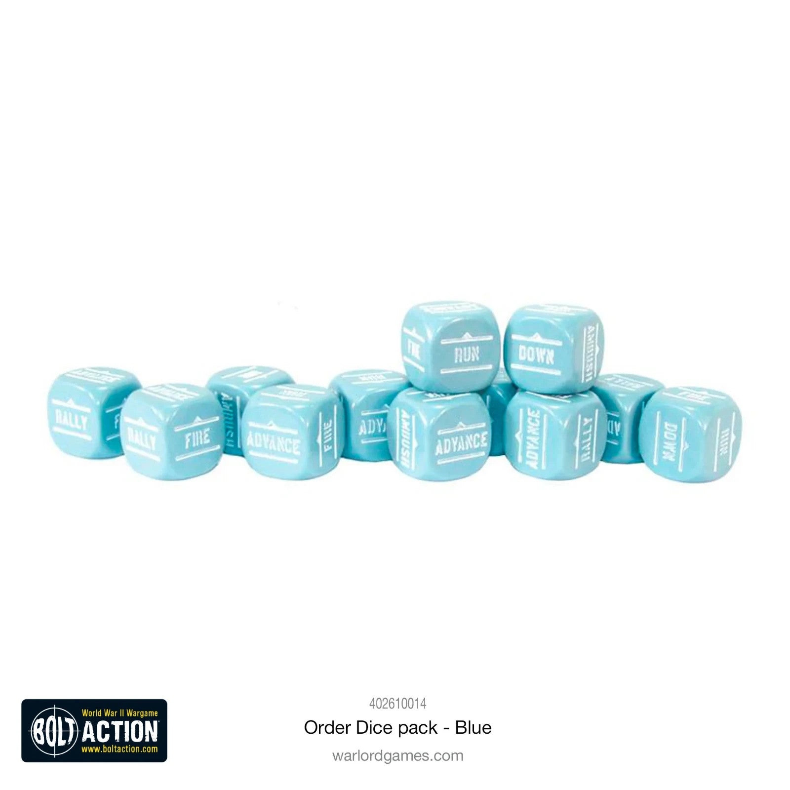 Warlord Games Bolt Action 1:56 Scale 12x Blue Coloured Order Dice - (402616014)