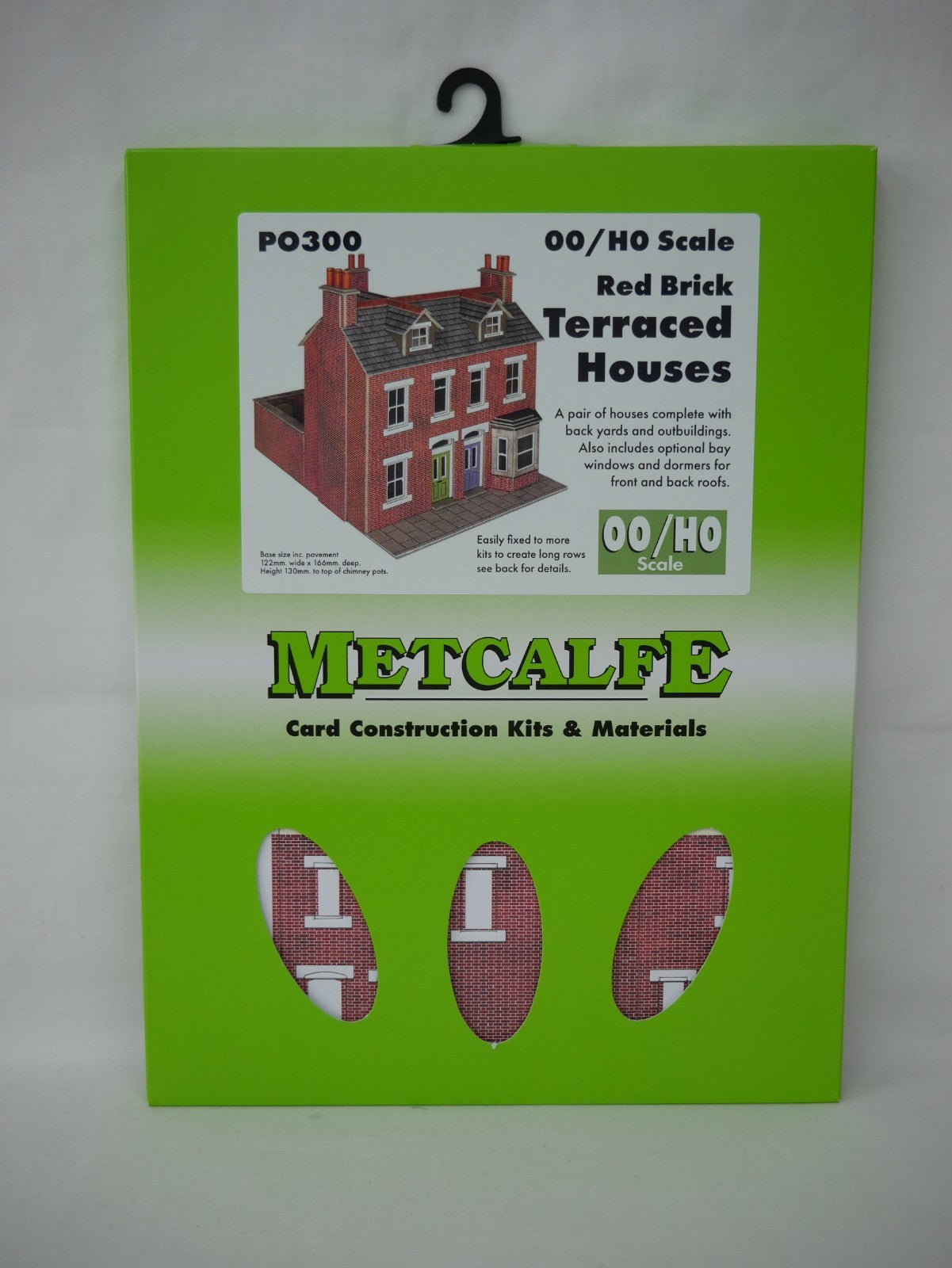 Metcalfe Card Construction Kits OO/HO Scale Red Brick Terraced Houses - PO300