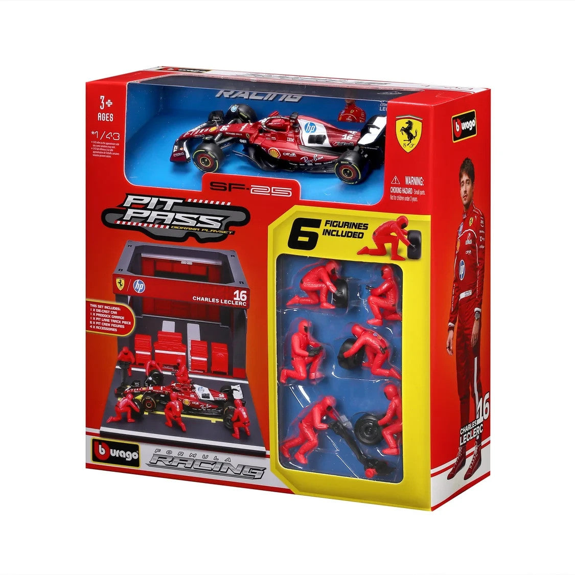 Burago 1:43 Scuderia Ferrari Formula One Team C.Leclerc Pit Pass Diorma Playset - #18-36865L