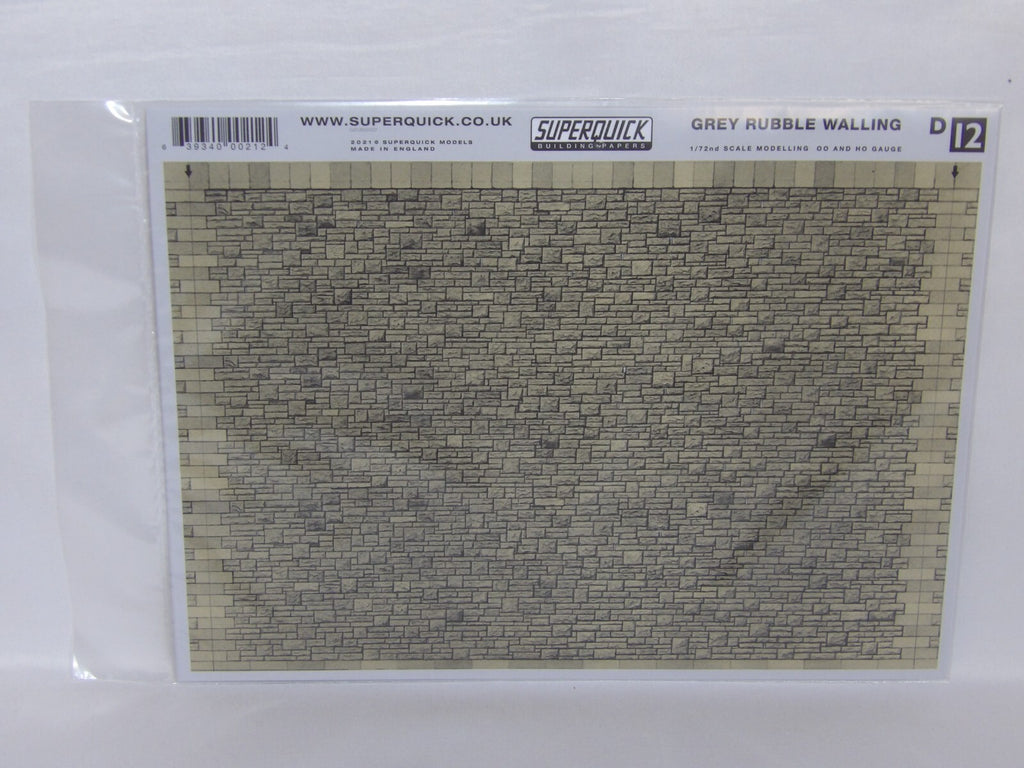 Superquick Kits 1:76 Scale Grey Rubble Walling Scaled For HO/OO - D12