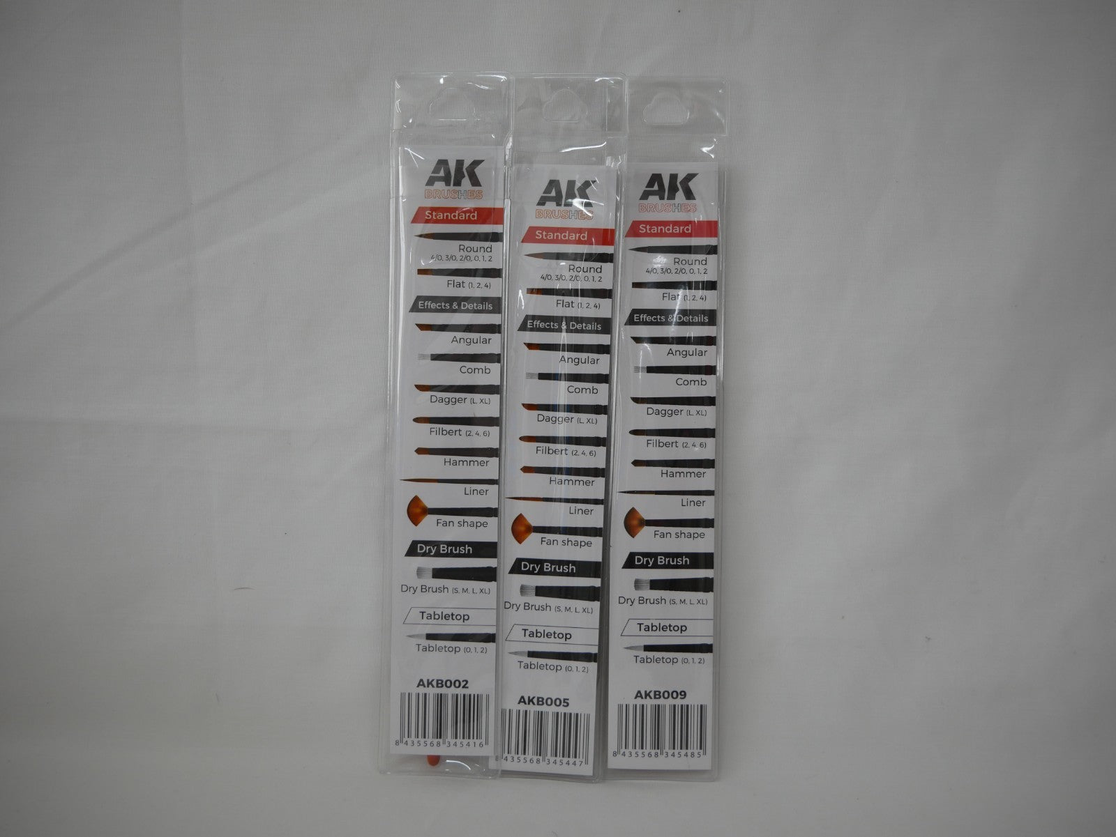 AK Interactive Basic Synthetic Hair 3 Piece Miniature Painting Brush Set - AKB104