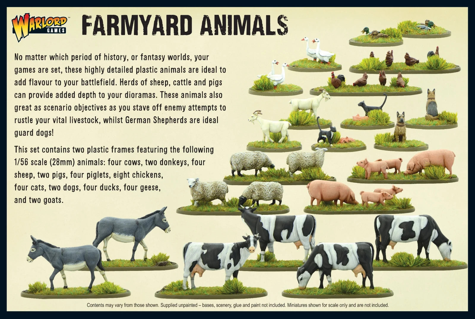 Warlord Games Bolt Action 1:56 Scale Hard Plastic Model Farmyard Animals - EIEIO