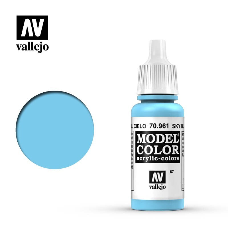 Vallejo Model Color Sky Blue Acrylic 17ml/0.57 fl oz Dropper Bottle - 70.961