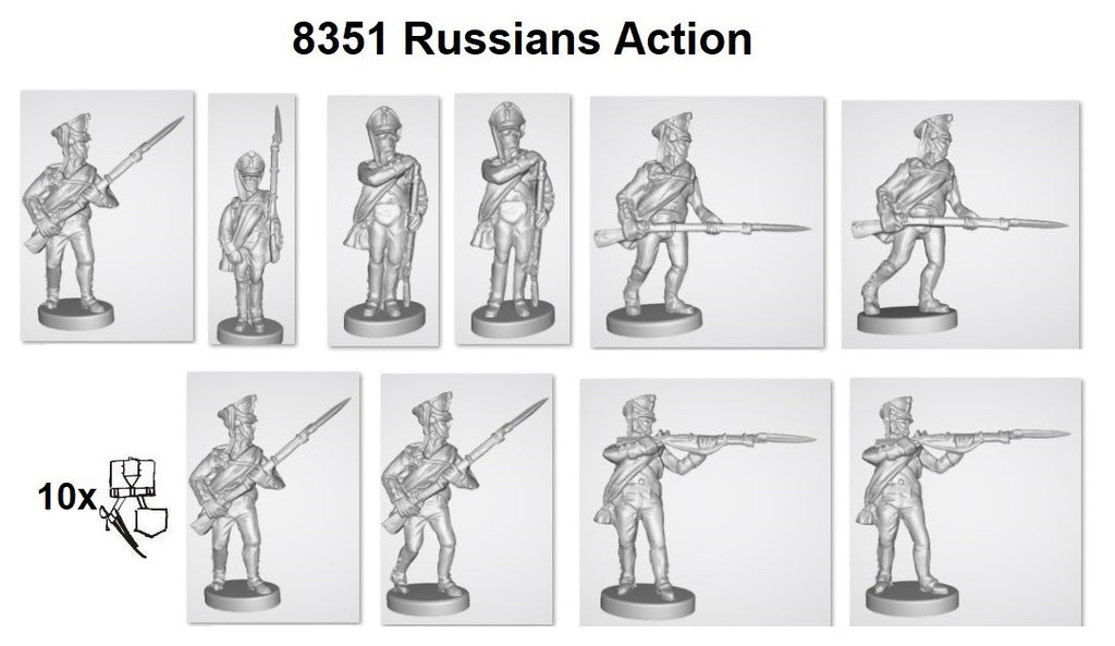 Hat Industrie 1:72 Scale Napoleonic Russian Infantry (Action) Miniatures - 8351