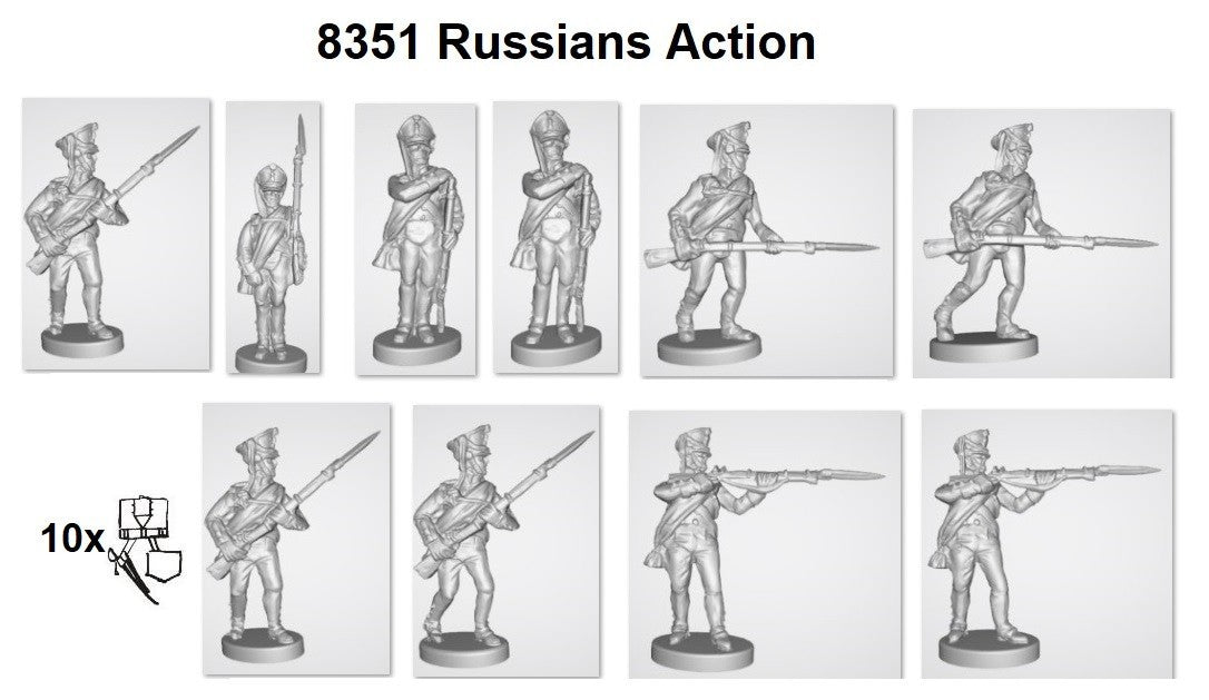 Hat Industrie 1:72 Scale Napoleonic Russian Infantry (Action) Miniatures - 8351