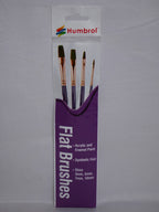 Humbrol Flat Synthetic Hair Brush Pack Sizes 3mm, 5mm, 7mm, 10mm (AG4305)