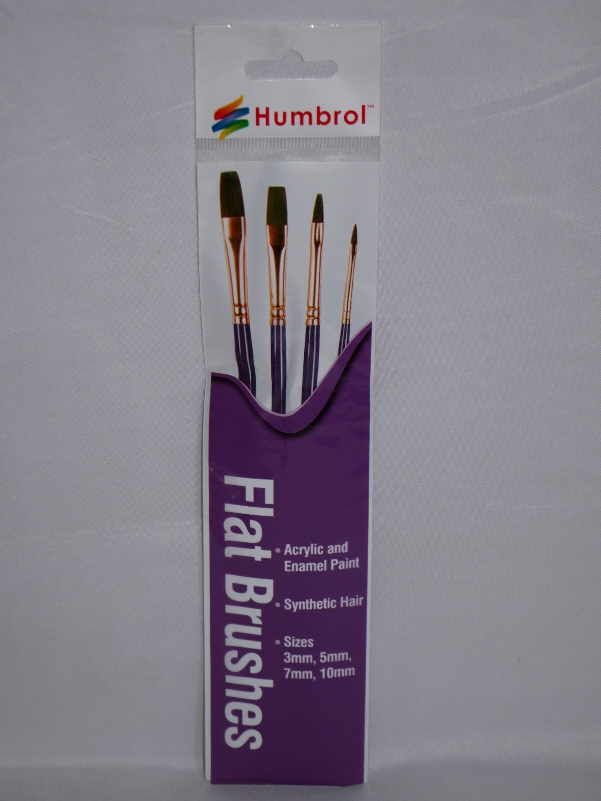 Humbrol Flat Synthetic Hair Brush Pack Sizes 3mm, 5mm, 7mm, 10mm (AG4305)