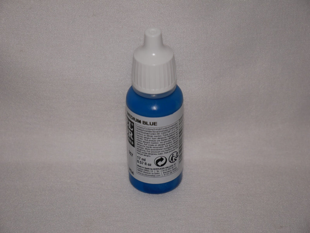 Vallejo Model Color Medium Blue Acrylic 17ml/0.57 fl oz Dropper Bottle - 70.963