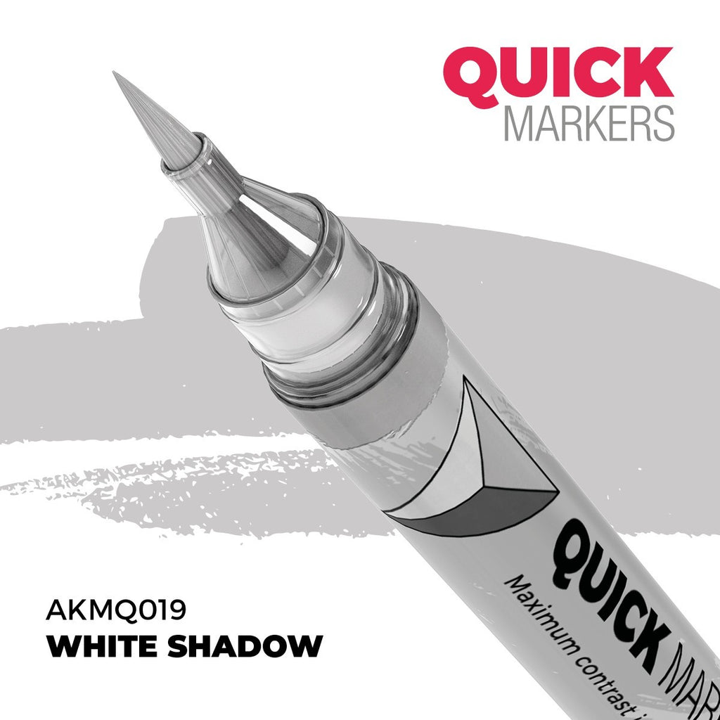 AK Interactive Acrylic Quick Gen Markers For Tabletop Wargaming White Shadow - AKMQ019
