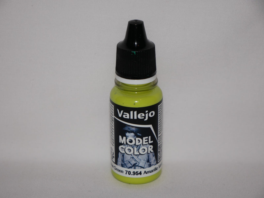 Vallejo Model Color Yellow Green Acrylic 18ml/0.60 fl oz Dropper Bottle - 70.954