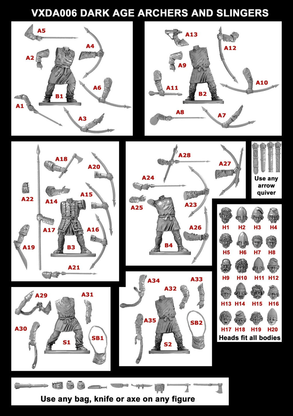 Victrix 1:56 (28mm) Scale Hard Plastic Early Saxon Warriors Warband - VXWB002