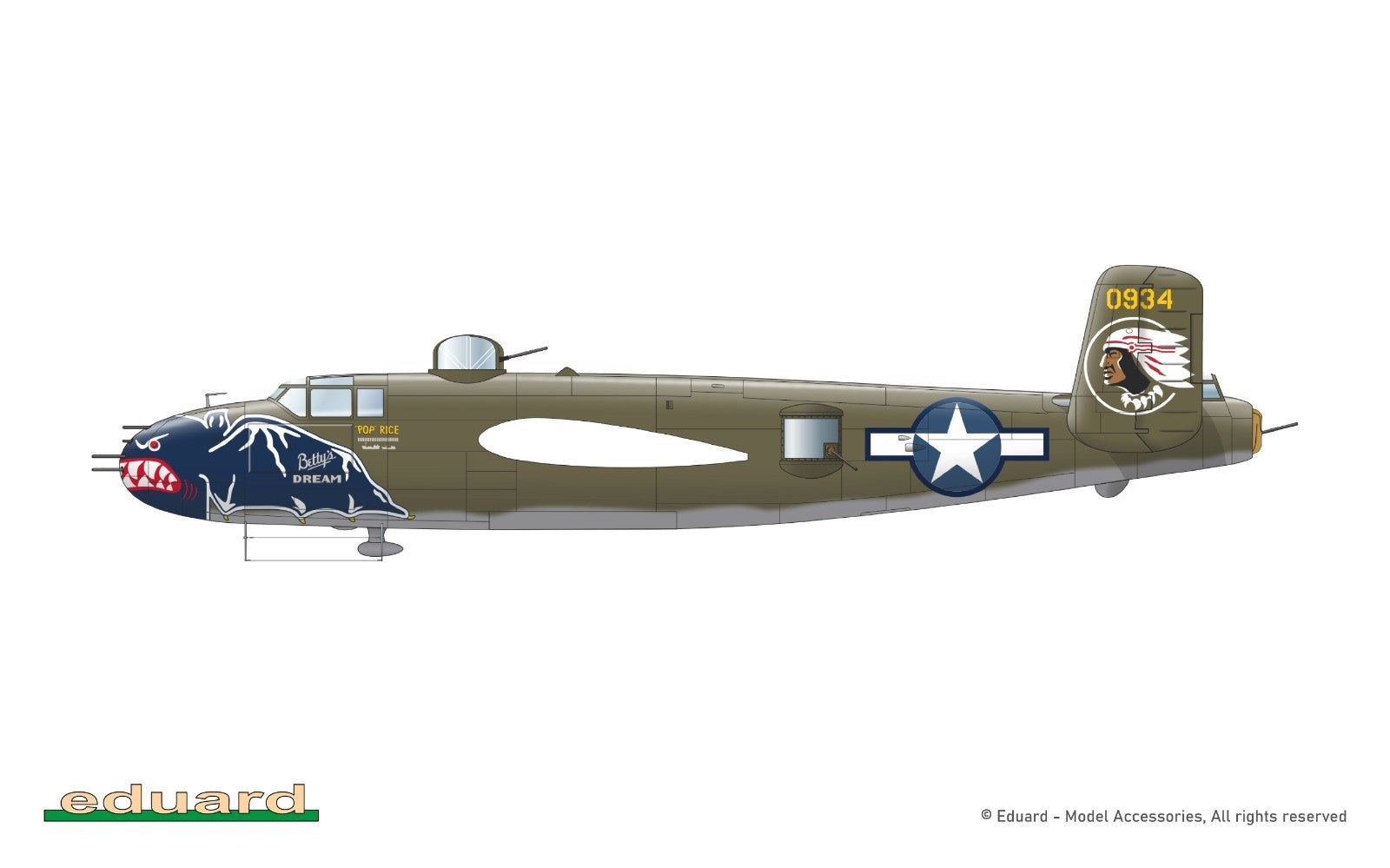 Eduard 1:48 Scale North American B-25J Mitchell Gunship (Strafer) Model - 548001