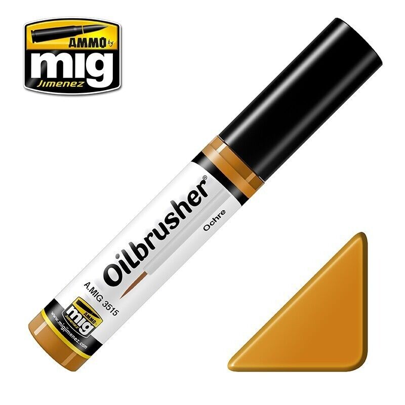 Ammo By Mig Jimenez Oilbrusher Range Ochre With Fine Brush Applicator A.MIG-3515